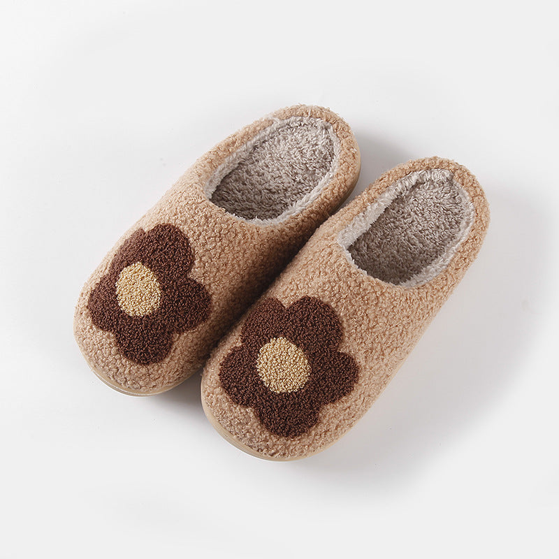 Cozy Home Flower-Eye Warm Winter Cotton Slippers