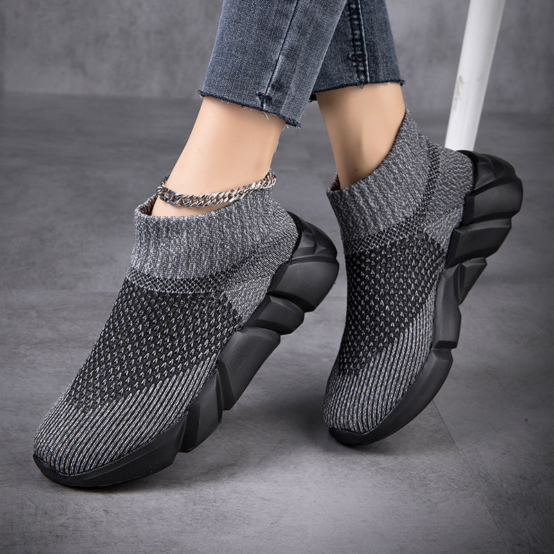 Cold-bonded Plus-size Sock Shoes Women's Thick-soled Casual Shoes