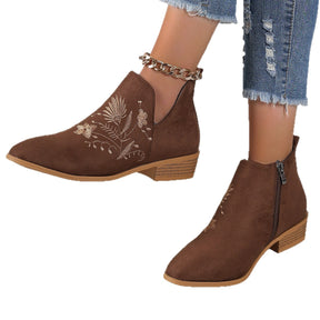 Women's European And American Fashion Pointed Printed Short Boots