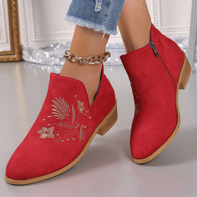 Women's European And American Fashion Pointed Printed Short Boots