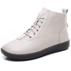 Women's Genuine Leather Soft-soled Lightweight Flat Ankle Boots