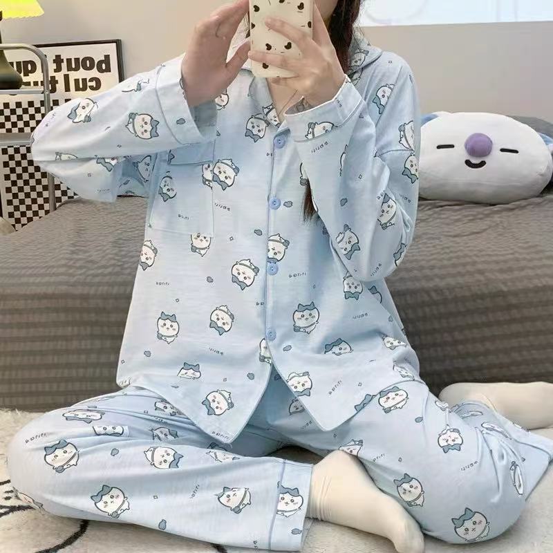 Pajamas Women's Loose And Cute Cartoon Long Sleeve Trousers Home Wear Two-piece Suit