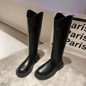 Women's Leather Over-the-knee Boots With Thick Soles And Zippers