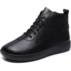 Women's Genuine Leather Soft-soled Lightweight Flat Ankle Boots
