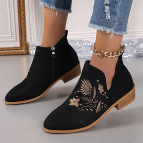 Women's European And American Fashion Pointed Printed Short Boots