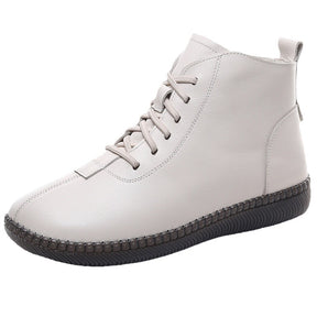 Women's Genuine Leather Soft-soled Lightweight Flat Ankle Boots