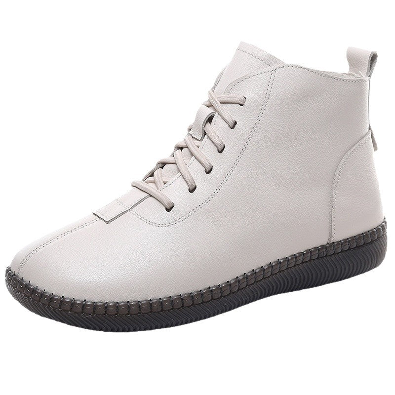 Women's Genuine Leather Soft-soled Lightweight Flat Ankle Boots