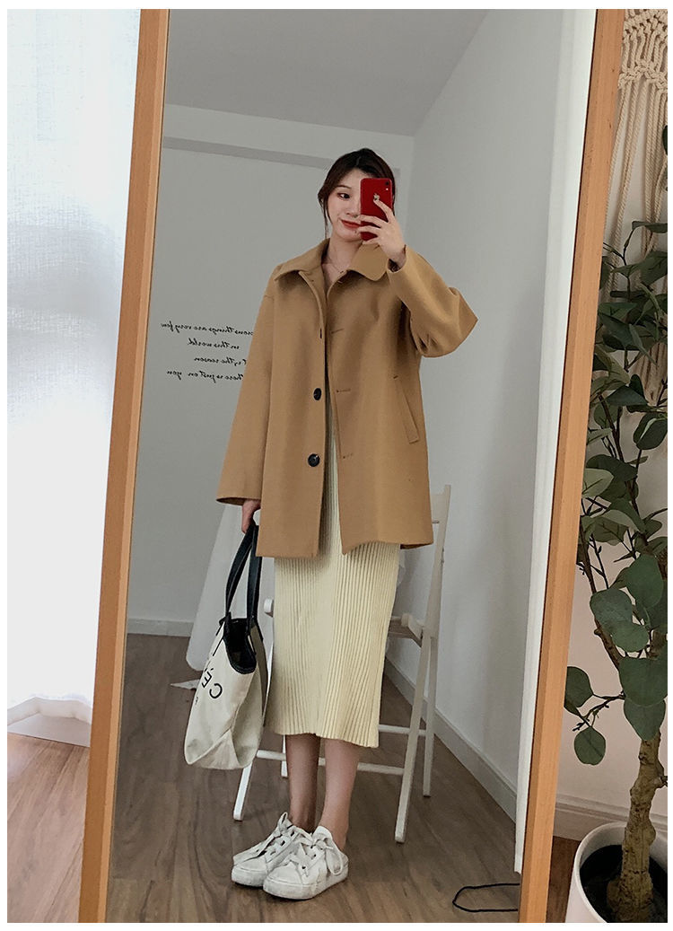 Women's Overcoat Korean-style Loose Mid-length Small