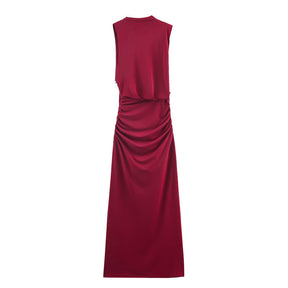 Women's Fashionable Simple Pleated Long Dress